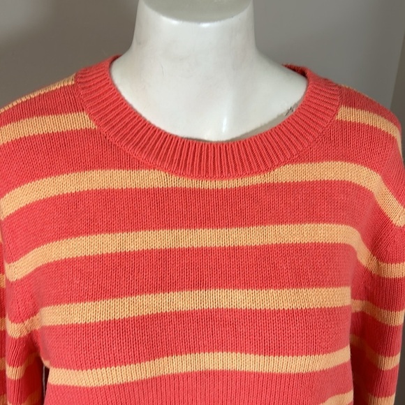 Halogen x Atlantic Pacific Cathy Stripe Sweater Coral Crewneck Tropical Sz M NEW - Picture 3 of 9